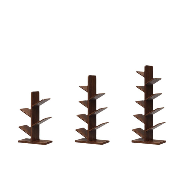 Contemporary Retro Tree-Shaped Solid Wood Bookshelves 5/8/10-Tier Standing Shelves For Home Office