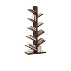 Contemporary Retro Tree-Shaped Solid Wood Bookshelves 5/8/10-Tier Standing Shelves For Home Office DFM-F