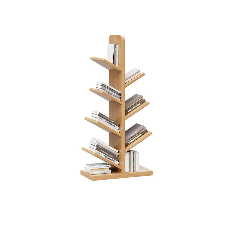 Contemporary Retro Tree-Shaped Solid Wood Bookshelves 5/8/10-Tier Standing Shelves For Home Office