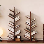 Contemporary Retro Tree-Shaped Solid Wood Bookshelves 5/8/10-Tier Standing Shelves For Home Office DFM-F