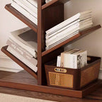 Contemporary Retro Tree-Shaped Solid Wood Bookshelves 5/8/10-Tier Standing Shelves For Home Office DFM-F