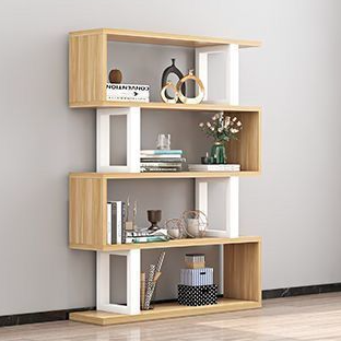 Contemporary Scandinavian Geometric Vertical MDF Steel Bookshelves 3/4/5/6-Tier Open Back Design Standing Shelves For Home Office DFM-F