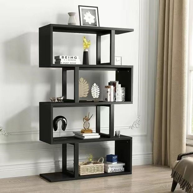 Contemporary Scandinavian Geometric Vertical MDF Steel Bookshelves 3/4/5/6-Tier Open Back Design Standing Shelves For Home Office DFM-F