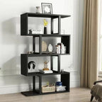 Contemporary Scandinavian Geometric Vertical MDF Steel Bookshelves 3/4/5/6-Tier Open Back Design Standing Shelves For Home Office DFM-F