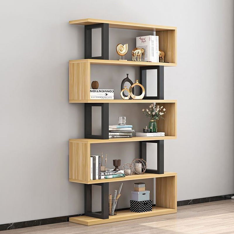 Contemporary Scandinavian Geometric Vertical MDF Steel Bookshelves 3/4/5/6-Tier Open Back Design Standing Shelves For Home Office DFM-F