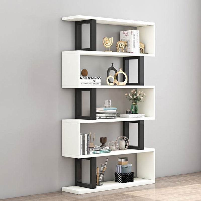 Contemporary Scandinavian Geometric Vertical MDF Steel Bookshelves 3/4/5/6-Tier Open Back Design Standing Shelves For Home Office DFM-F