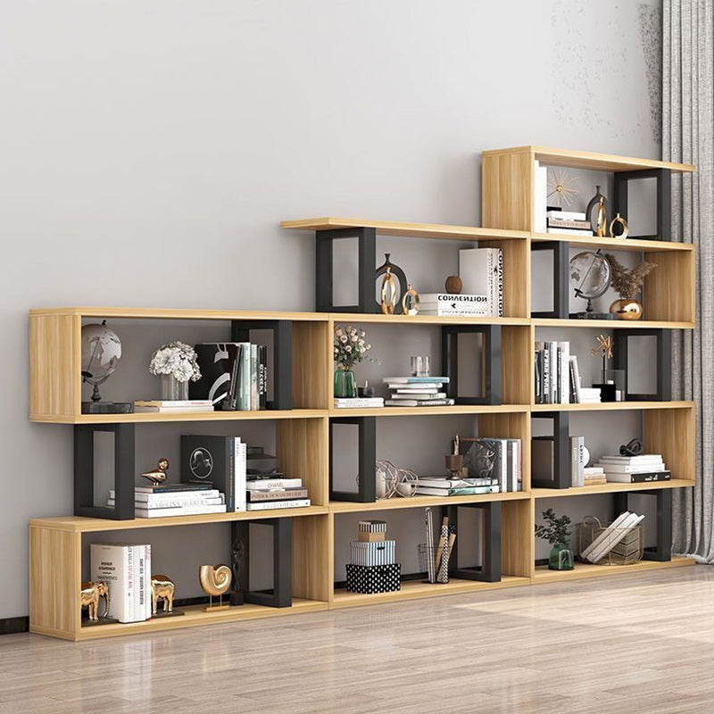 Contemporary Scandinavian Geometric Vertical MDF Steel Bookshelves 3/4/5/6-Tier Open Back Design Standing Shelves For Home Office DFM-F