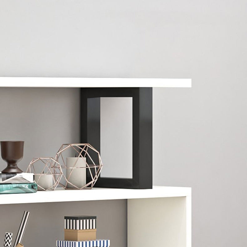 Contemporary Scandinavian Geometric Vertical MDF Steel Bookshelves 3/4/5/6-Tier Open Back Design Standing Shelves For Home Office DFM-F