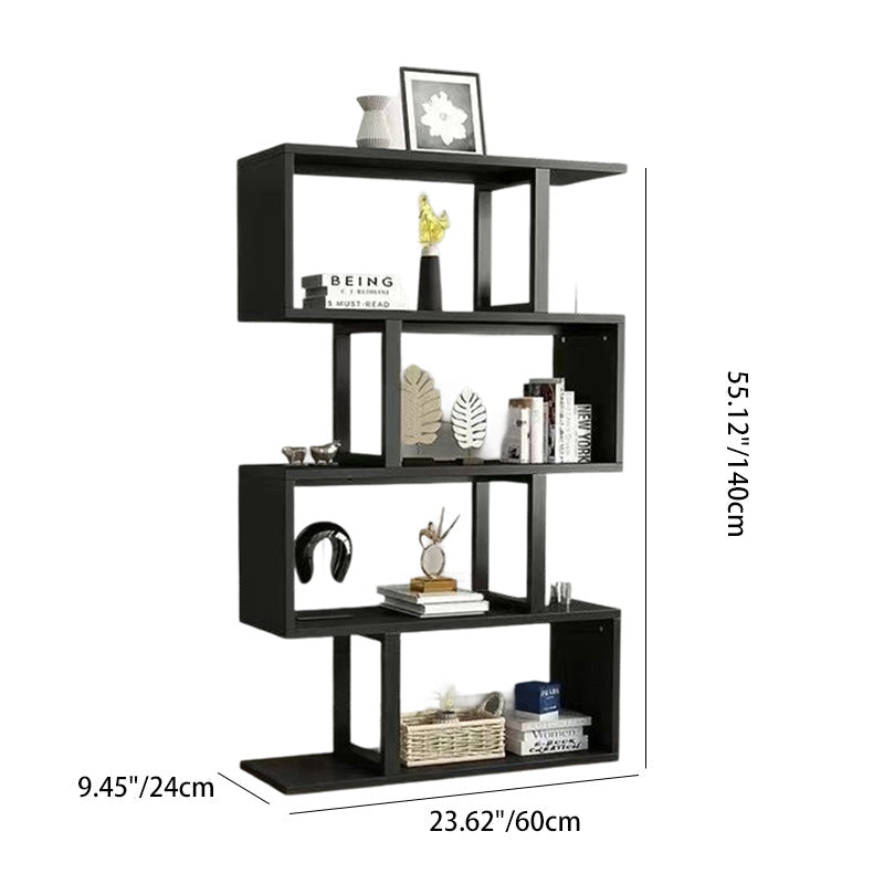 Contemporary Scandinavian Geometric Vertical MDF Steel Bookshelves 3/4/5/6-Tier Open Back Design Standing Shelves For Home Office DFM-F