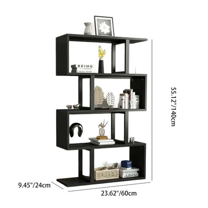 Contemporary Scandinavian Geometric Vertical MDF Steel Bookshelves 3/4/5/6-Tier Open Back Design Standing Shelves For Home Office