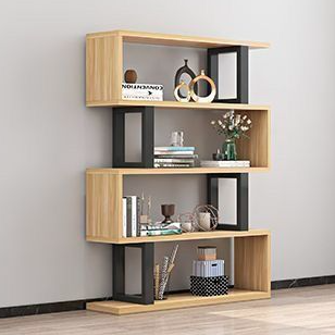 Contemporary Scandinavian Geometric Vertical MDF Steel Bookshelves 3/4/5/6-Tier Open Back Design Standing Shelves For Home Office DFM-F