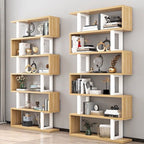 Contemporary Scandinavian Geometric Vertical MDF Steel Bookshelves 3/4/5/6-Tier Open Back Design Standing Shelves For Home Office DFM-F