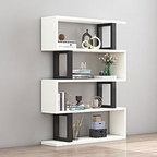 Contemporary Scandinavian Geometric Vertical MDF Steel Bookshelves 3/4/5/6-Tier Open Back Design Standing Shelves For Home Office DFM-F