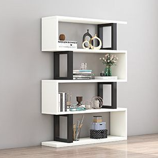 Contemporary Scandinavian Geometric Vertical MDF Steel Bookshelves 3/4/5/6-Tier Open Back Design Standing Shelves For Home Office DFM-F