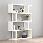 Contemporary Scandinavian Geometric Vertical MDF Steel Bookshelves 3/4/5/6-Tier Open Back Design Standing Shelves For Home Office DFM-F