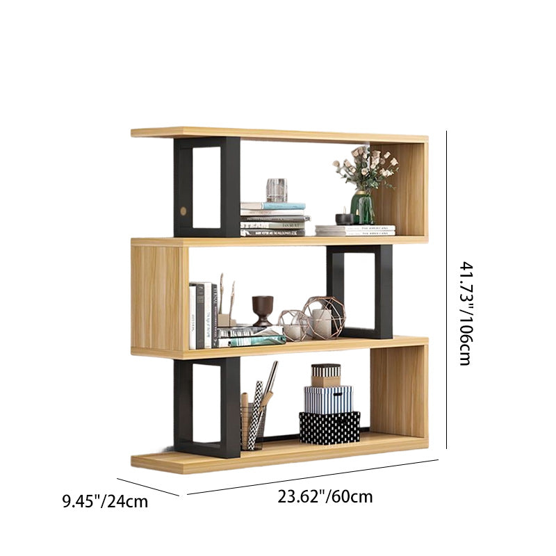Contemporary Scandinavian Geometric Vertical MDF Steel Bookshelves 3/4/5/6-Tier Open Back Design Standing Shelves For Home Office DFM-F