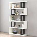 Contemporary Scandinavian Geometric Vertical MDF Steel Bookshelves 3/4/5/6-Tier Open Back Design Standing Shelves For Home Office DFM-F