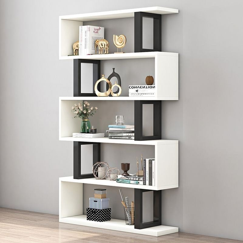 Contemporary Scandinavian Geometric Vertical MDF Steel Bookshelves 3/4/5/6-Tier Open Back Design Standing Shelves For Home Office DFM-F