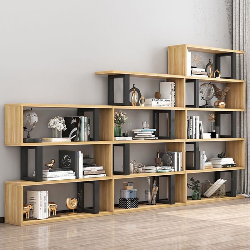 Contemporary Scandinavian Geometric Vertical MDF Steel Bookshelves 3/4/5/6-Tier Open Back Design Standing Shelves For Home Office DFM-F