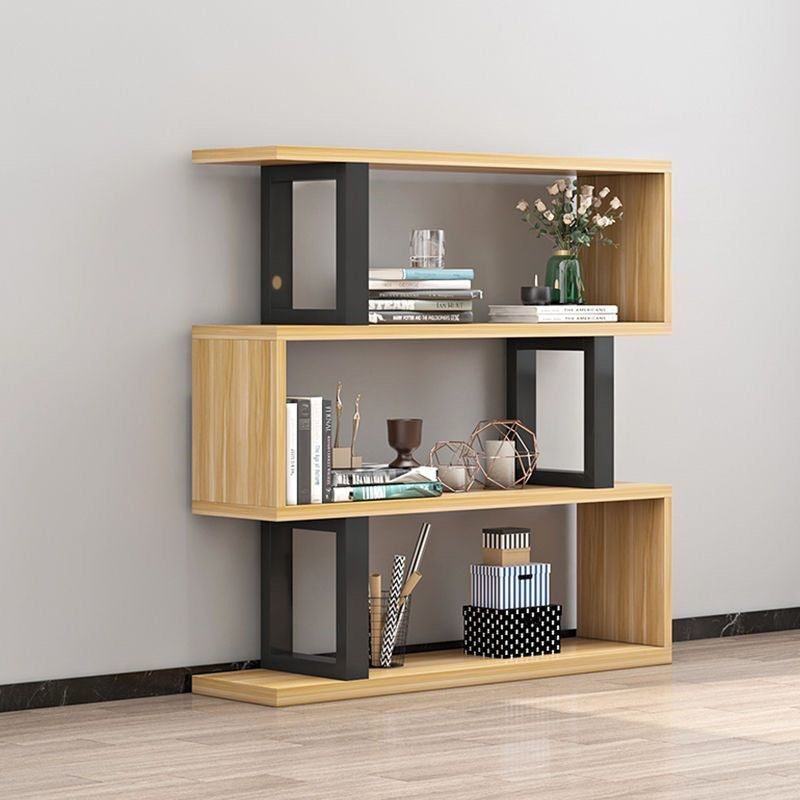 Contemporary Scandinavian Geometric Vertical MDF Steel Bookshelves 3/4/5/6-Tier Open Back Design Standing Shelves For Home Office DFM-F