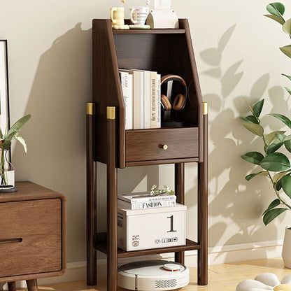 Traditional Vintage Bamboo Fiberboard Multi-functional Storage Sideboard 3/4-Tier Display Rack With Drawer For Home Office