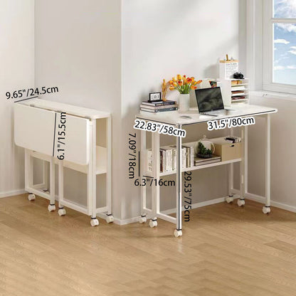Modern Minimalist Moveable Foldable Rectangular Wood Panel Desk For Home Office