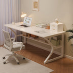 Modern Minimalist Rectangular Curved Steel Density Plate Desk 2-Tier For Home Office DFM-F