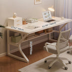 Modern Minimalist Rectangular Curved Steel Density Plate Desk 2-Tier For Home Office DFM-F
