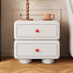 Lumendat Contemporary Scandinavian Kids Square Rectangle Wood Microfiber Leather Nightstand 2-Drawer For Bedroom Lumendat