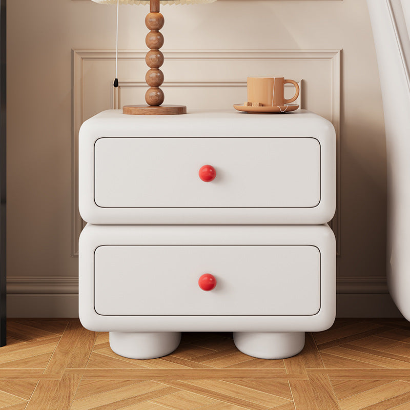 Lumendat Contemporary Scandinavian Kids Square Rectangle Wood Microfiber Leather Nightstand 2-Drawer For Bedroom Lumendat