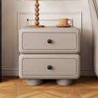 Lumendat Contemporary Scandinavian Kids Square Rectangle Wood Microfiber Leather Nightstand 2-Drawer For Bedroom Lumendat