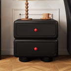 Lumendat Contemporary Scandinavian Kids Square Rectangle Wood Microfiber Leather Nightstand 2-Drawer For Bedroom Lumendat