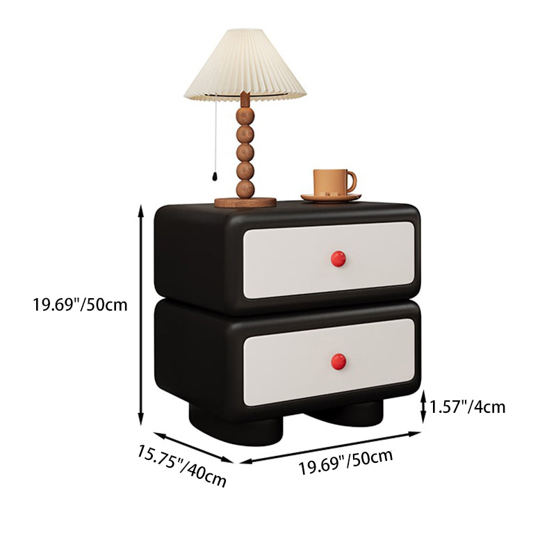 Lumendat Contemporary Scandinavian Kids Square Rectangle Wood Microfiber Leather Nightstand 2-Drawer For Bedroom Lumendat