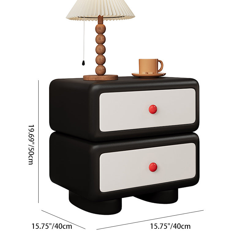 Lumendat Contemporary Scandinavian Kids Square Rectangle Wood Microfiber Leather Nightstand 2-Drawer For Bedroom Lumendat