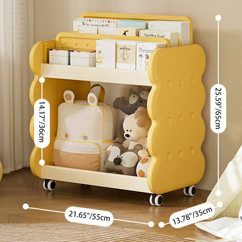Lumendat Contemporary Creative Cartoon Kids Cheese Cookies Square Rectangle PP Bookshelves 2-Tier For Home Office Lumendat