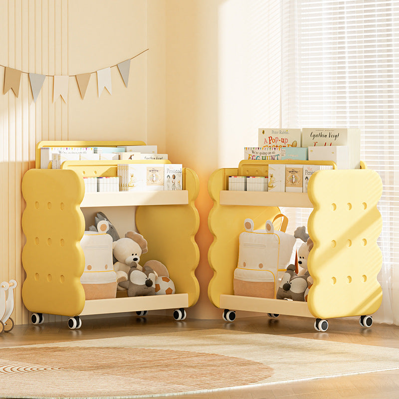 Lumendat Contemporary Creative Cartoon Kids Cheese Cookies Square Rectangle PP Bookshelves 2-Tier For Home Office Lumendat