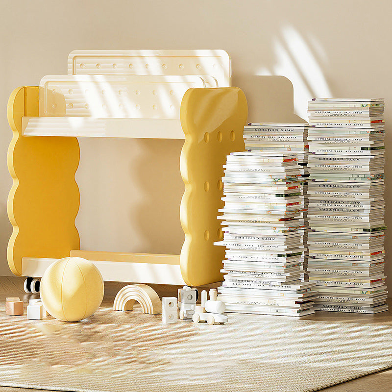 Lumendat Contemporary Creative Cartoon Kids Cheese Cookies Square Rectangle PP Bookshelves 2-Tier For Home Office Lumendat