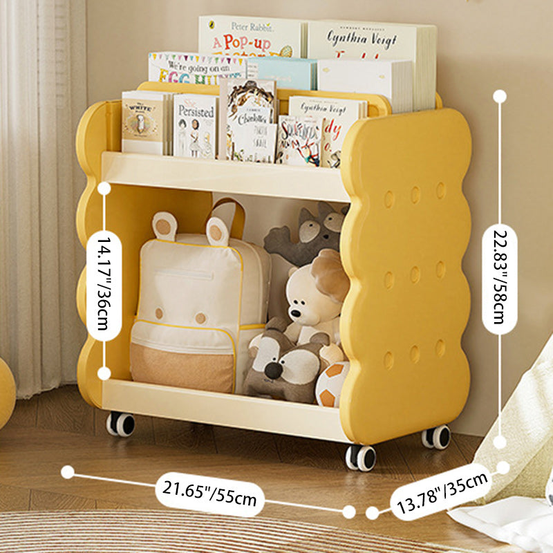 Lumendat Contemporary Creative Cartoon Kids Cheese Cookies Square Rectangle PP Bookshelves 2-Tier For Home Office Lumendat