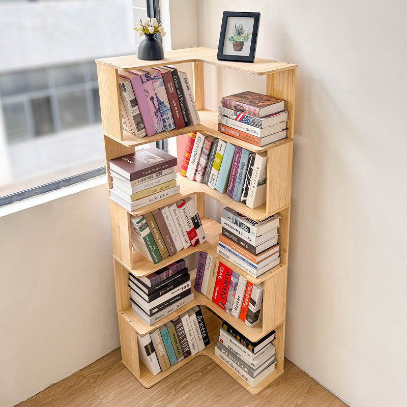 Modern Minimalist Corner Rectangle Wood Bookshelves 4/5 Shelves For Home Office DFM-F