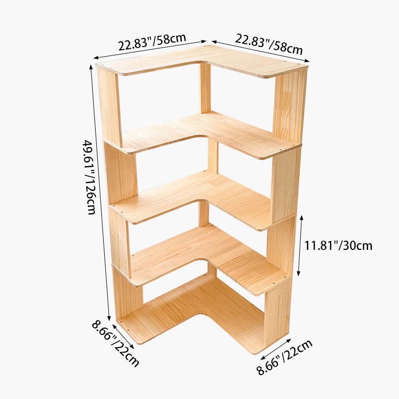 Modern Minimalist Corner Rectangle Wood Bookshelves 4/5 Shelves For Home Office DFM-F
