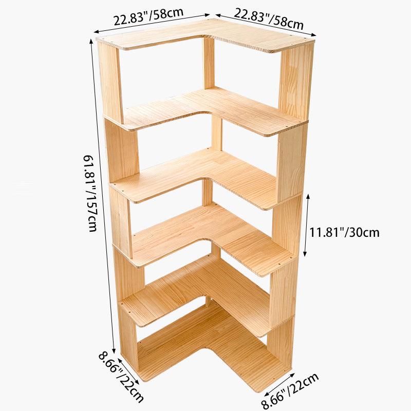 Modern Minimalist Corner Rectangle Wood Bookshelves 4/5 Shelves For Home Office DFM-F