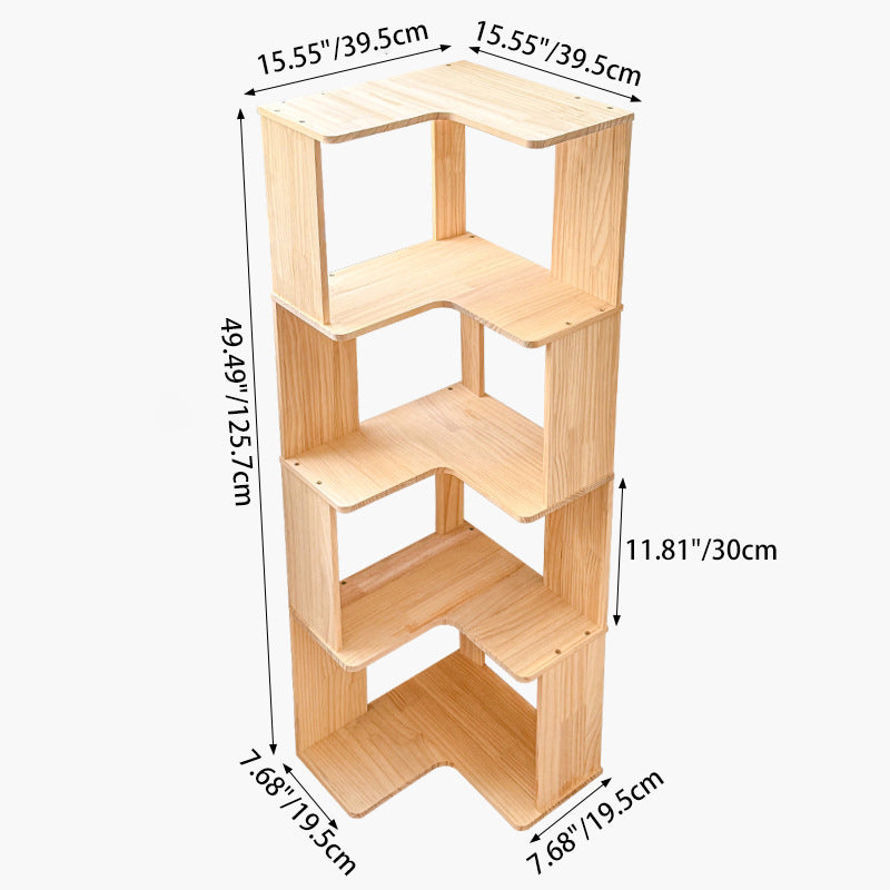 Modern Minimalist Corner Rectangle Wood Bookshelves 4/5 Shelves For Home Office DFM-F
