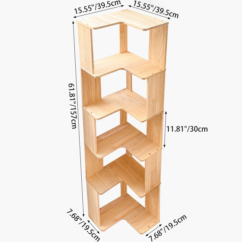 Modern Minimalist Corner Rectangle Wood Bookshelves 4/5 Shelves For Home Office DFM-F