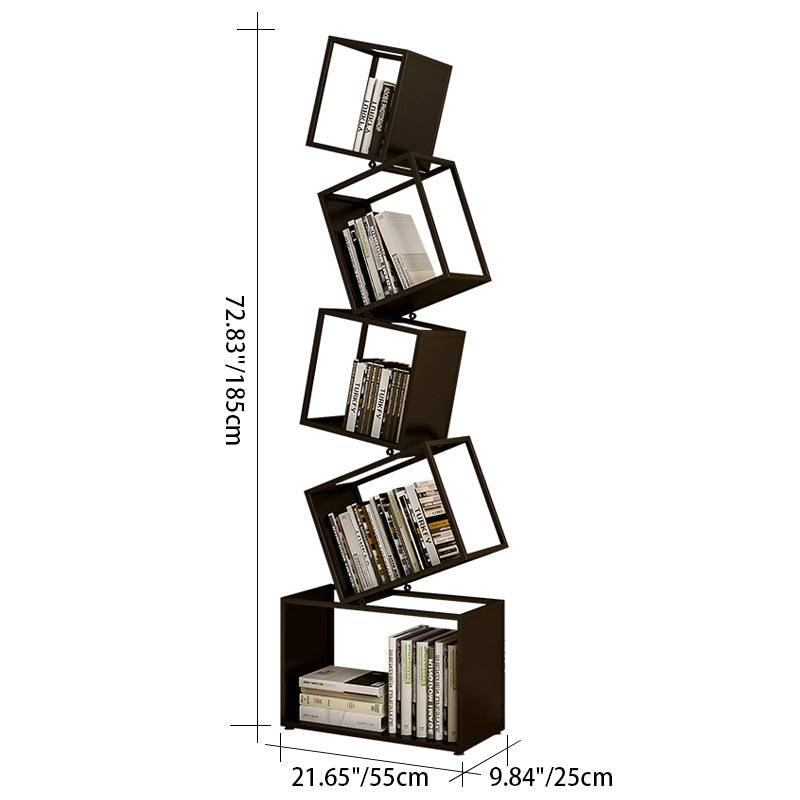 Contemporary Creative Square Iron Bookshelf 5-Shelf For Home Office DFM-F