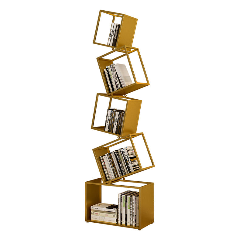 Contemporary Creative Square Iron Bookshelf 5-Shelf For Home Office DFM-F