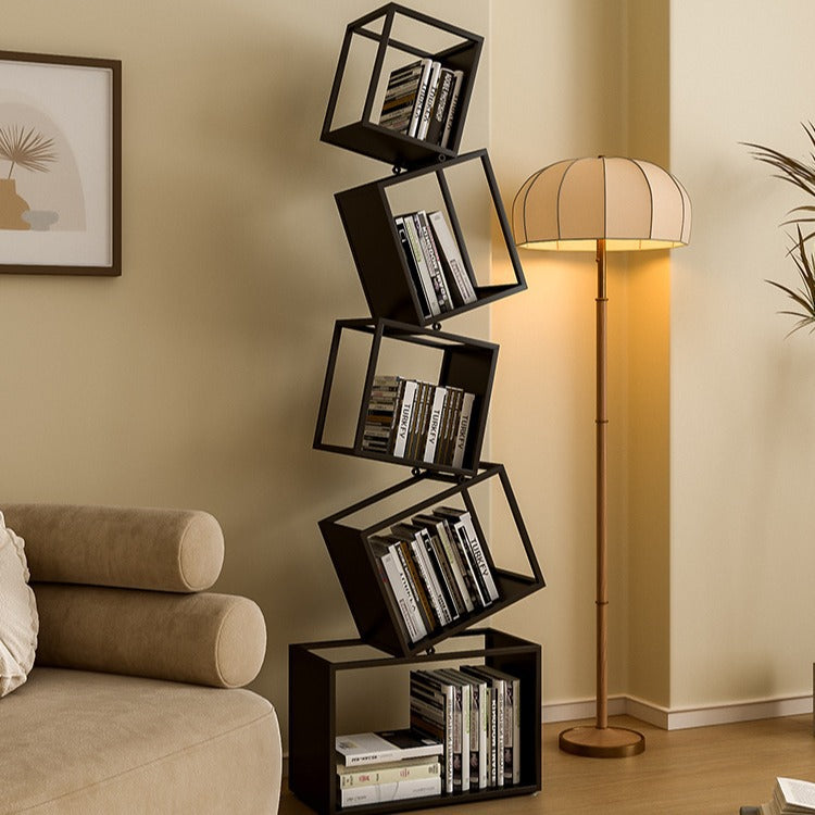 Contemporary Creative Square Iron Bookshelf 5-Shelf For Home Office DFM-F