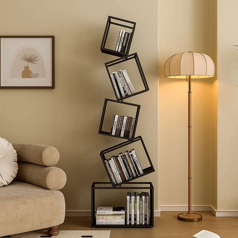 Contemporary Creative Square Iron Bookshelf 5-Shelf For Home Office DFM-F