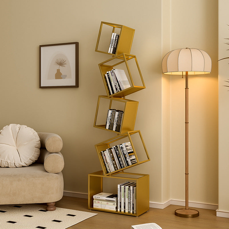 Contemporary Creative Square Iron Bookshelf 5-Shelf For Home Office DFM-F