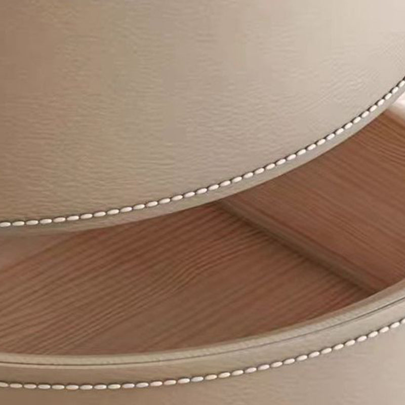 Modern Luxury Round Faux Saddle Leather Nightstand 2-Drawer For Bedroom Lumendat