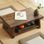 Traditional Japanese Rectangular Solid Wood Coffee Table 1-Shelf For Living Room Lumendat